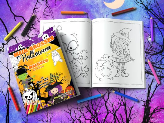 Großes Halloween Malbuch zum Download für Kinder ab 3 PDF