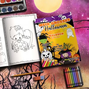 Großes Halloween Malbuch zum Download für Mädchen und Jungen ab 3 Jahre