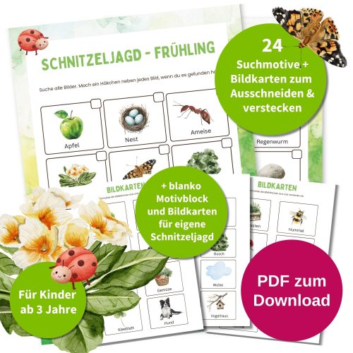 Kinder Schnitzeljagd Frühling Kindergeburtstag