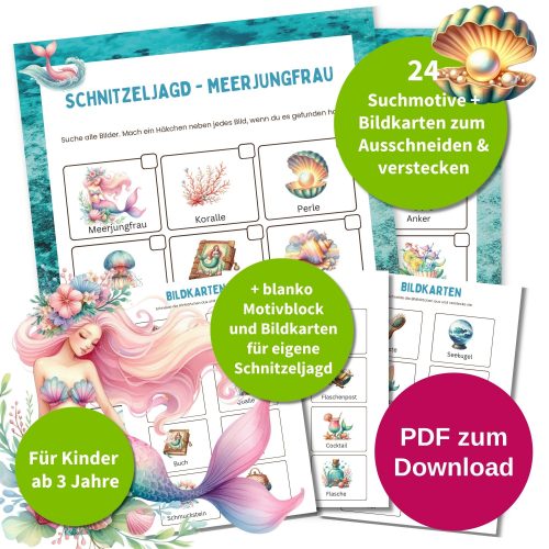 Kinder Schnitzeljagd Kindergeburtstag Meerjungfrau
