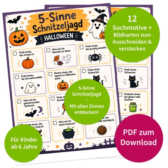 5 Sinne Schnitzeljagd Halloween für Kinder | Halloween Schatzsuche zum Ausdrucken 🎃👻 [Digital]