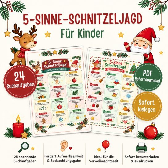 5 Sinne Schnitzeljagd Adventskalender für Kinder