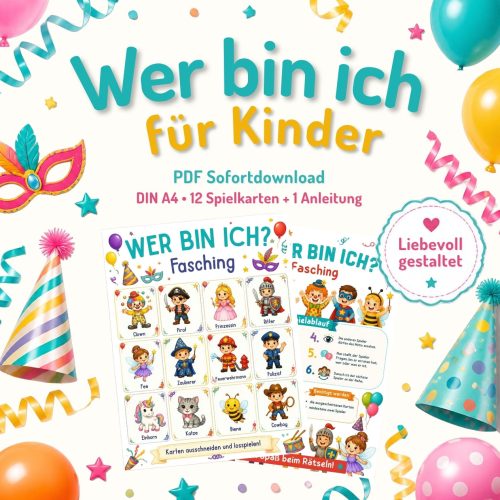 Wer-bin-ich Spiel Fasching für Kinder