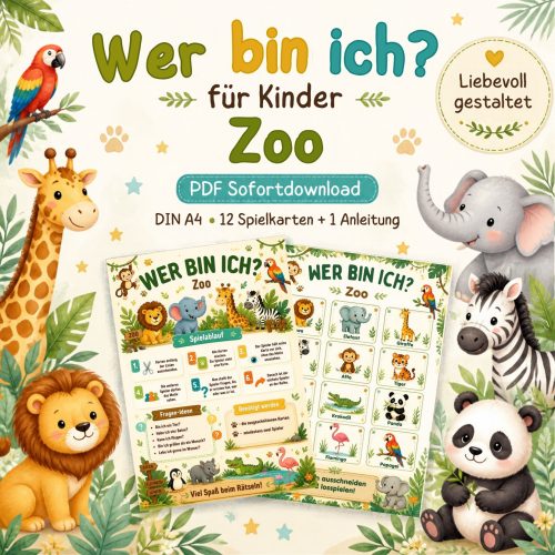 Wer-bin-ich Spiel Zoo für Kinder